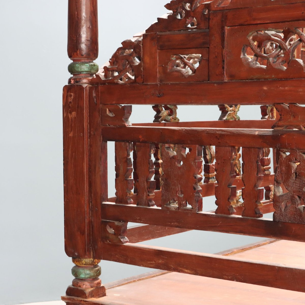 Letto a Baldacchino in Legno Esotico India Inizio XX Secolo-photo-5