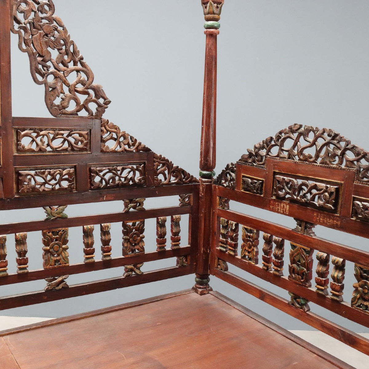 Letto a Baldacchino in Legno Esotico India Inizio XX Secolo-photo-6