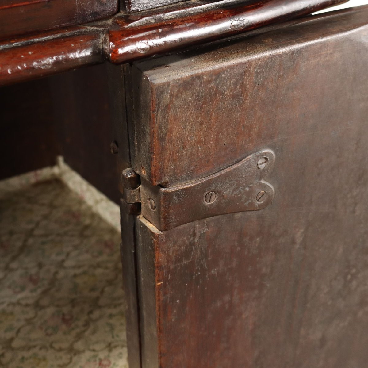 Credenza Barocca con Piattaia in Noce Piemonte Inizio XVIII Secolo-photo-2