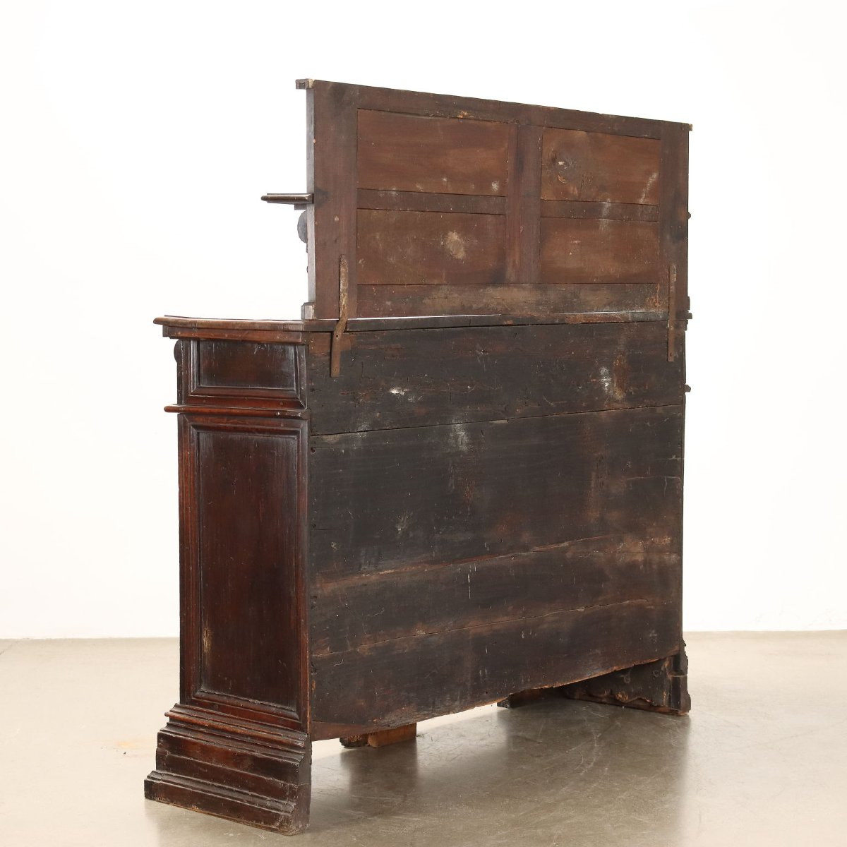 Credenza Barocca con Piattaia in Noce Piemonte Inizio XVIII Secolo-photo-5