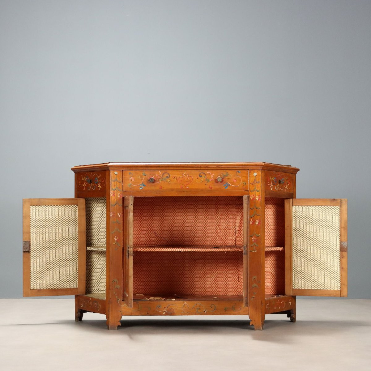 Credenza Scantonata in Ciliegio Italia Seconda Metà XIX Secolo-photo-3