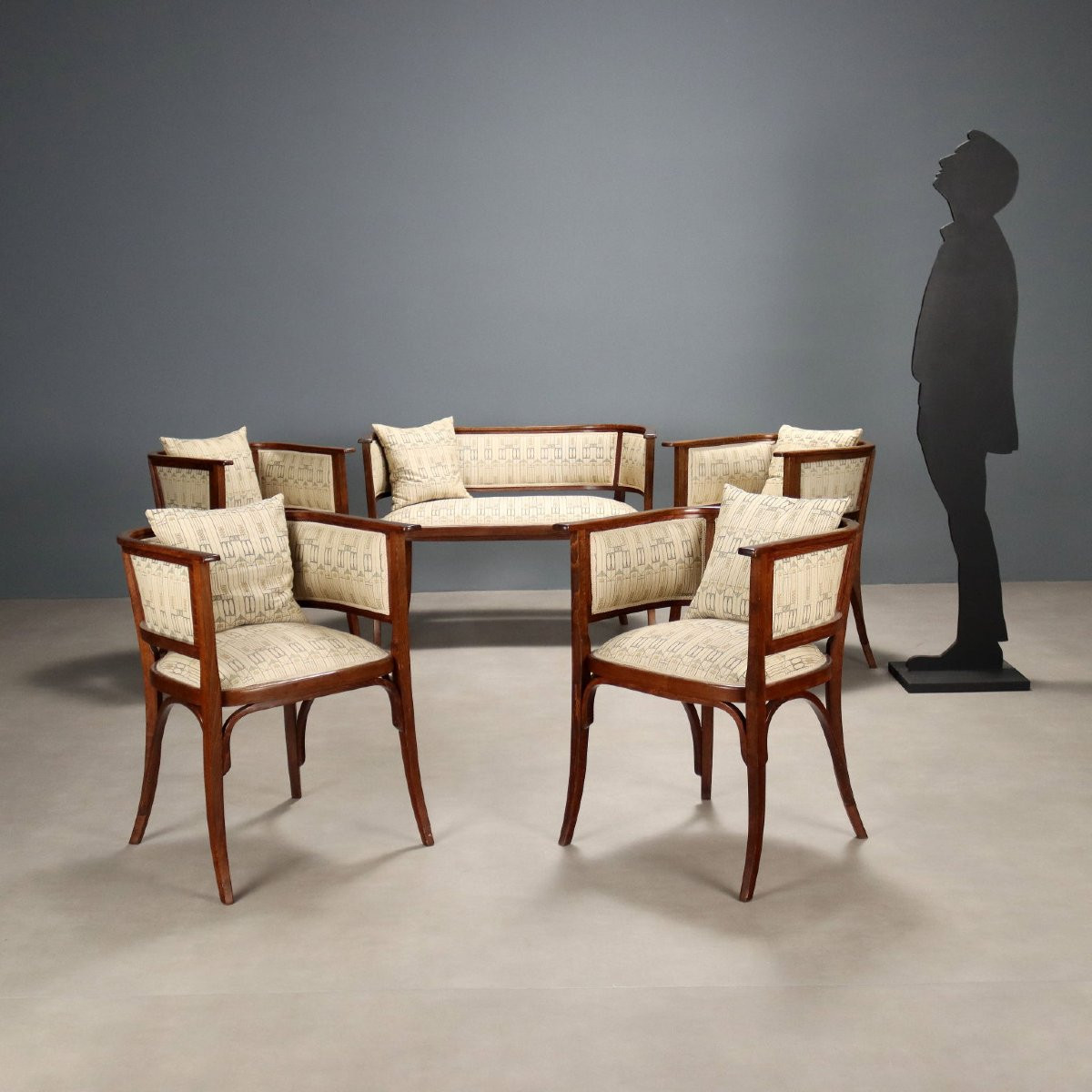 Salottino Thonet Mundus in Faggio Vienna Inizio XX Secolo-photo-2