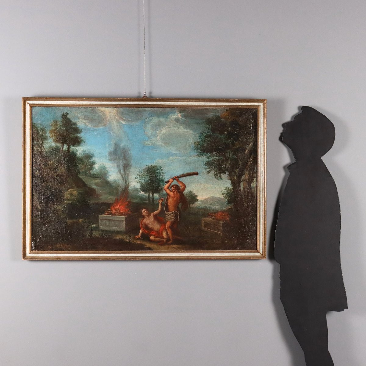 Dipinto Caino e Abele Olio su tela Scuola nord- italiana del XVII -XVIII secolo-photo-2