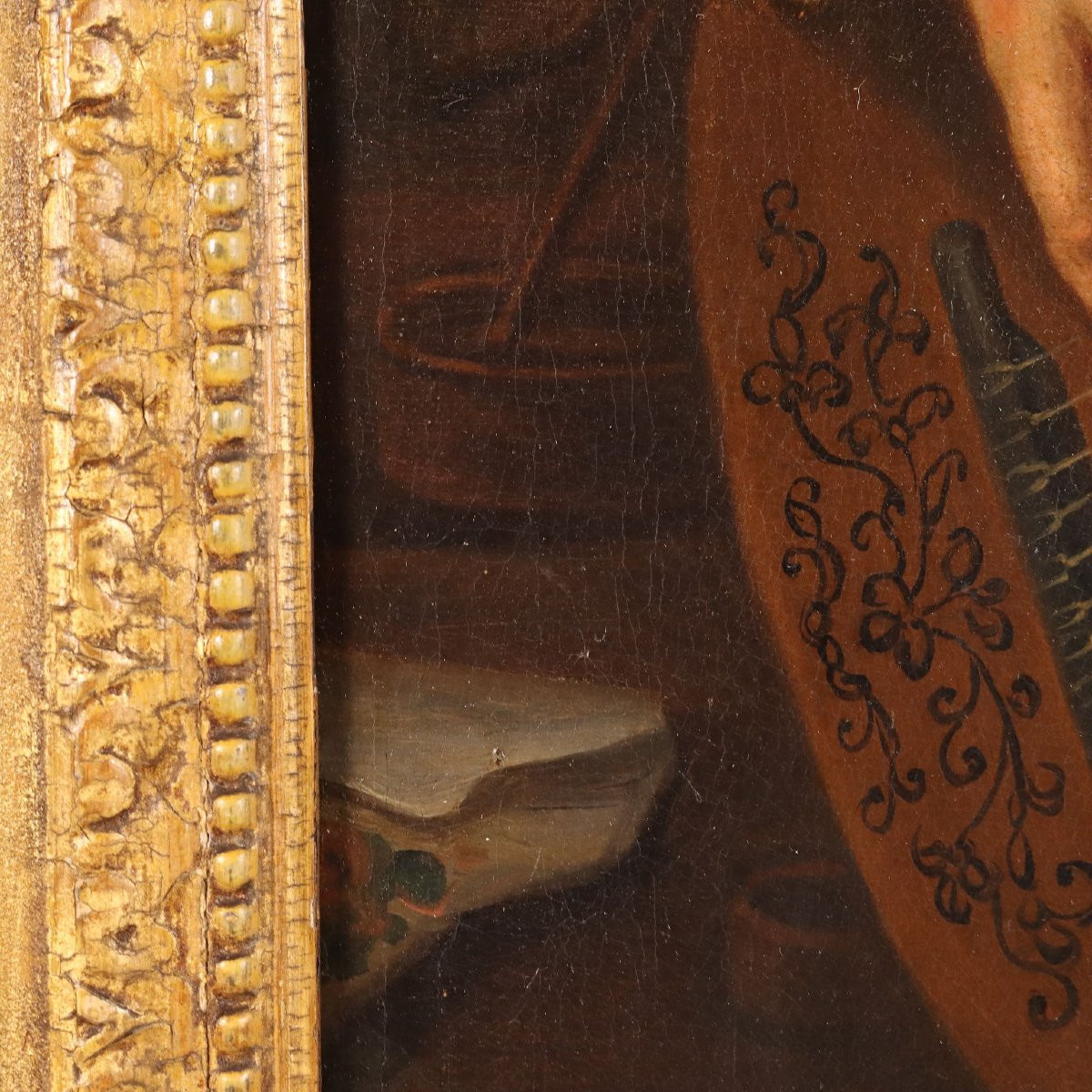 Il Suonatore di Chitarra Dipinto Antico Olio su Tela Scuola Europea XIX Secolo-photo-4