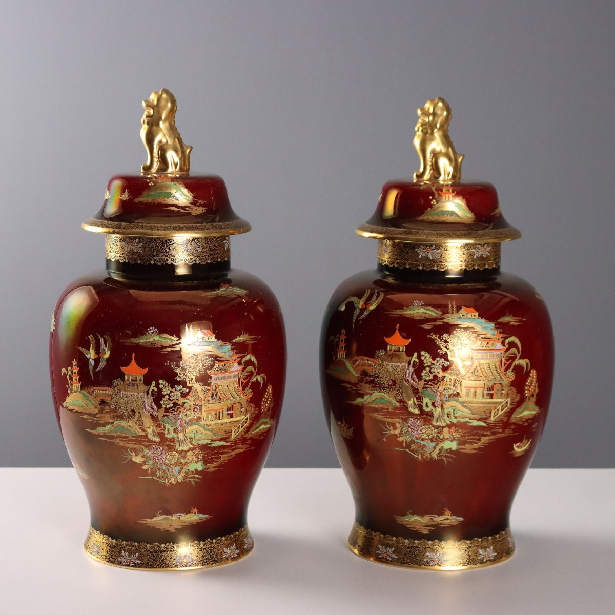 Coppia di Potiches in Ceramica Manifattura Carlton Ware-photo-8