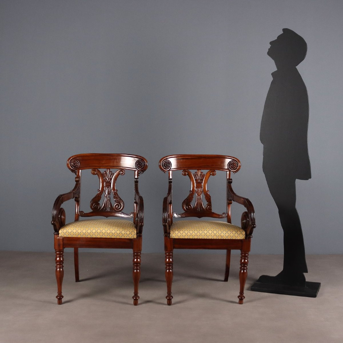 Coppia di Poltrone Luigi Filippo in Mogano Francia Secondo Quarto XIX Secolo-photo-2
