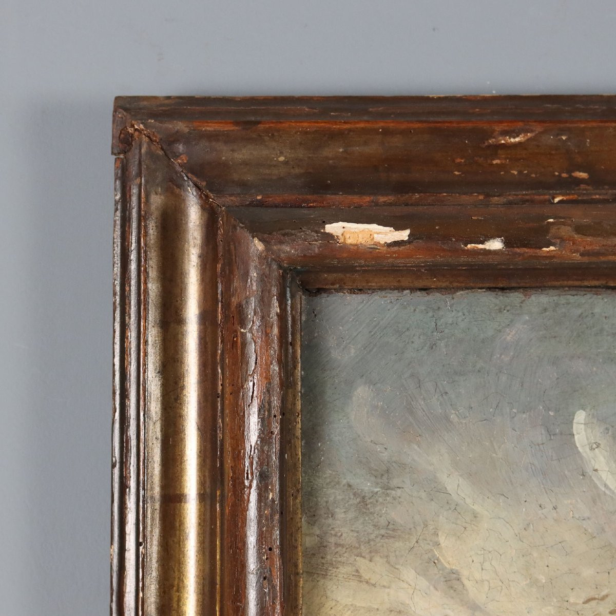 Dipinto Antico Paesaggio con Edifici e Figure Olio su Tela '700 Originale-photo-5