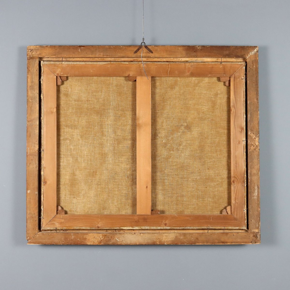 Dipinto Antico Paesaggio con Edifici e Figure Olio su Tela '700 Originale-photo-7