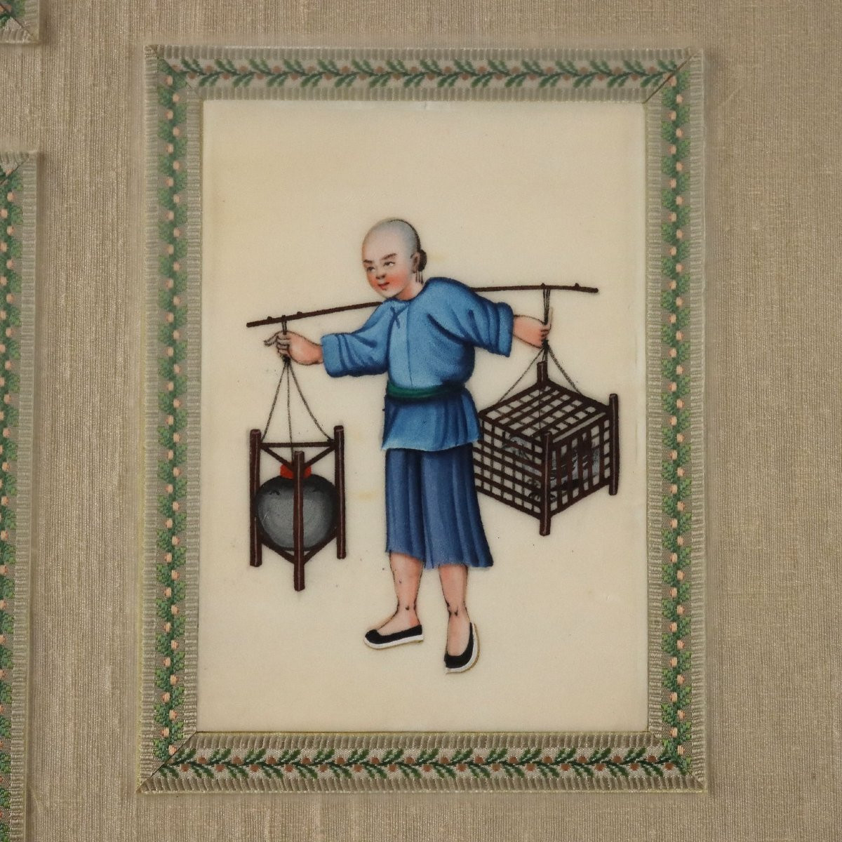 Collezione di Figure Cinesi Dipinti Antichi Canton Epoca Qing 1860 Originali-photo-2