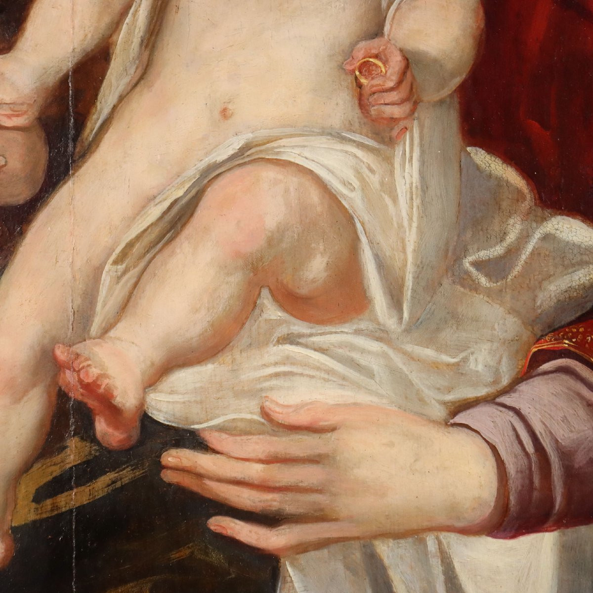 Dipinto Antico Matrimonio Mistico di Santa Caterina XVI Secolo Originale-photo-3