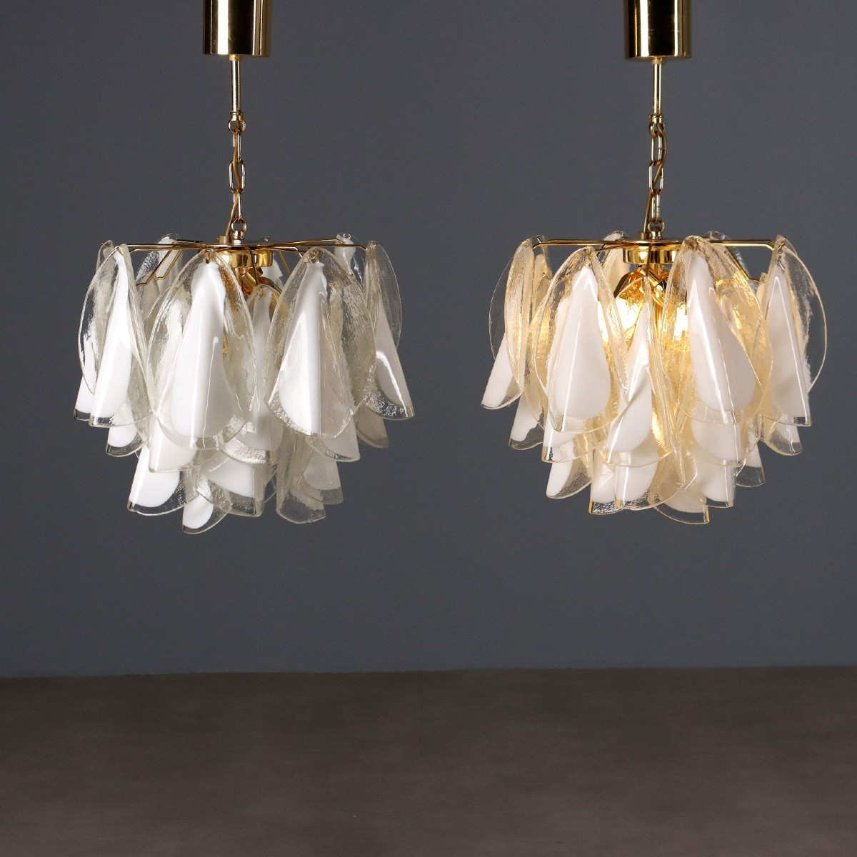 Due Lampade Anni '80 in Vetro di Murano