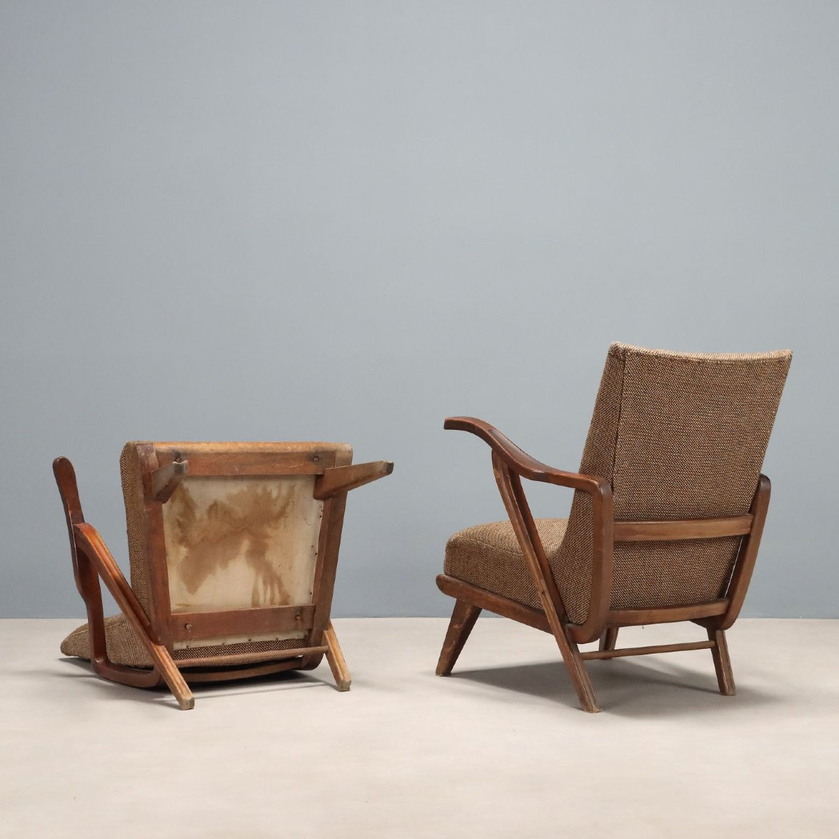 Due Poltrone con Braccioli in Legno Anni '60-photo-6