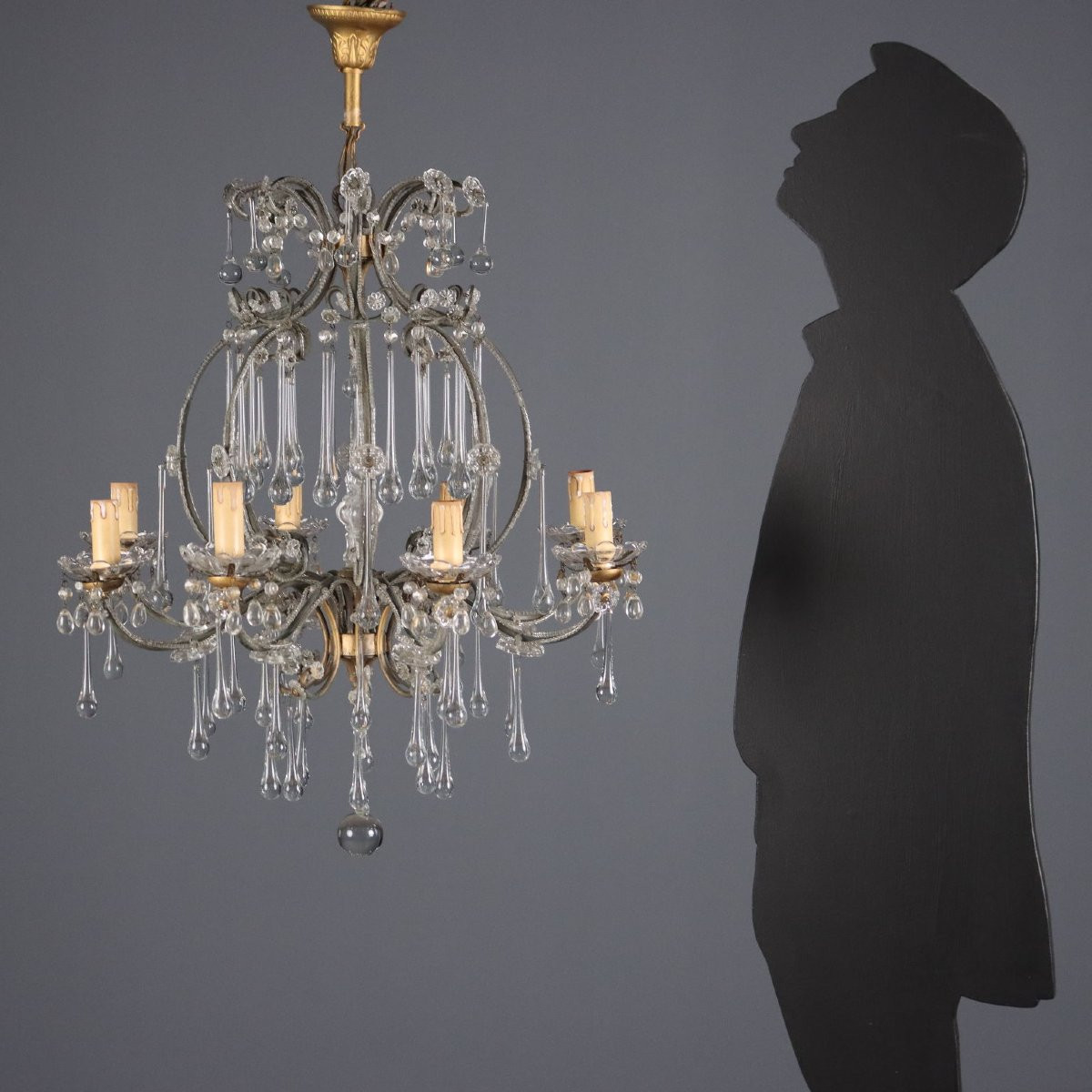 Lampadario a Otto Luci Italia Fine XIX Secolo-photo-2