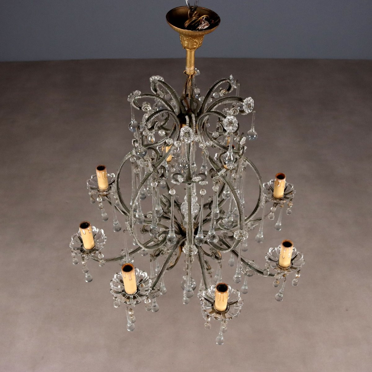 Lampadario a Otto Luci Italia Fine XIX Secolo-photo-4