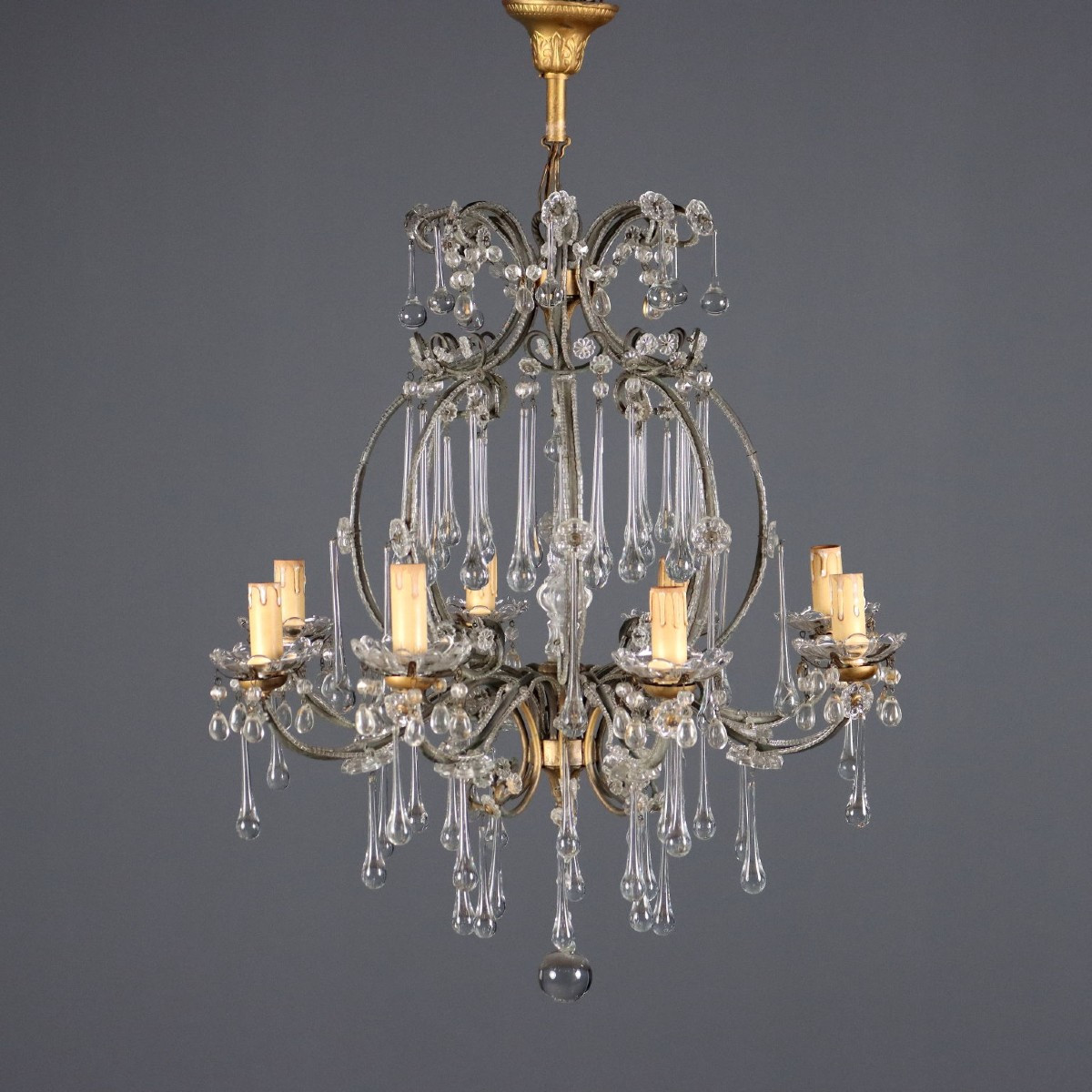 Lampadario a Otto Luci Italia Fine XIX Secolo