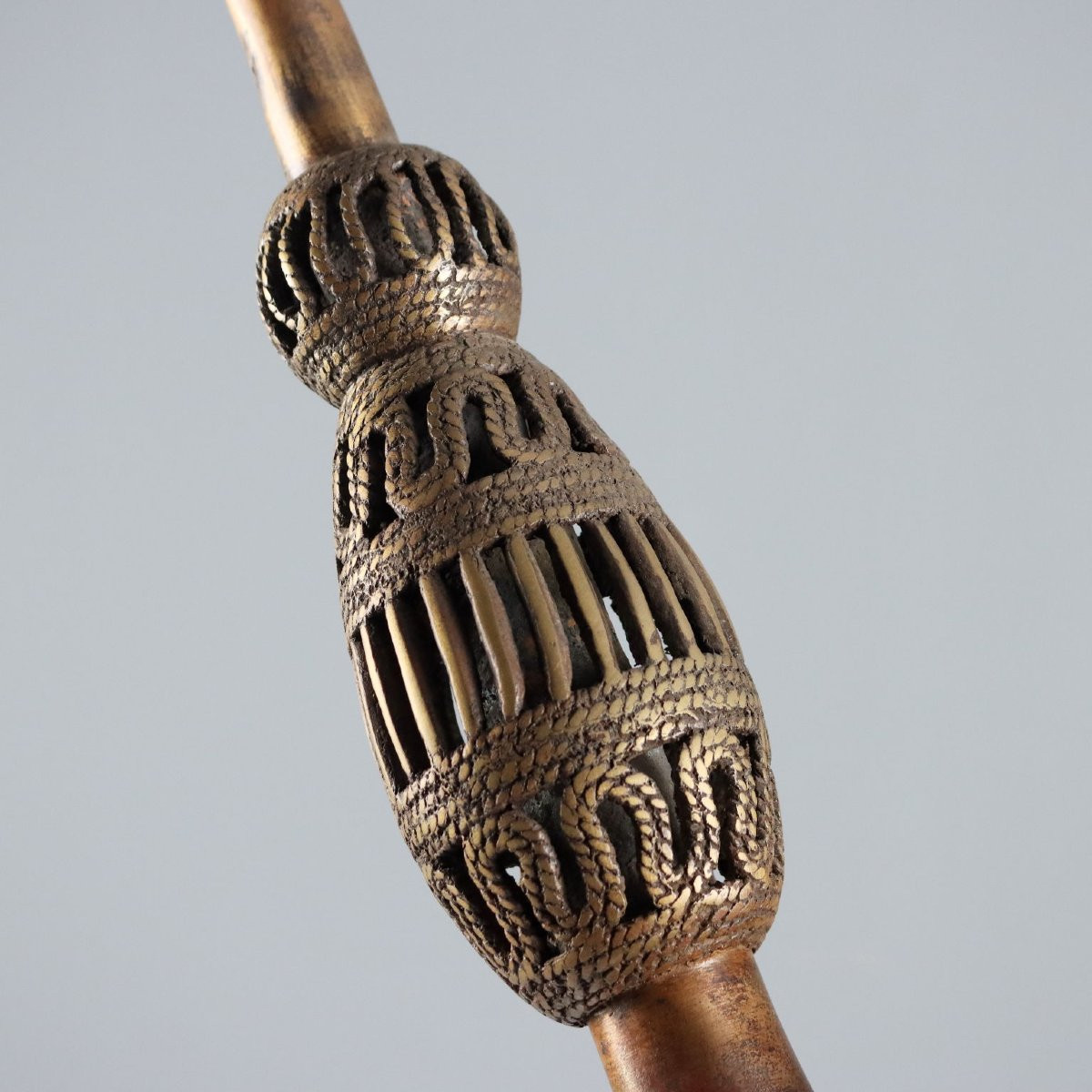 Pipa Reale in Bronzo Arte Bamun Camerun Africa Terzo Quarto del XX Secolo-photo-2