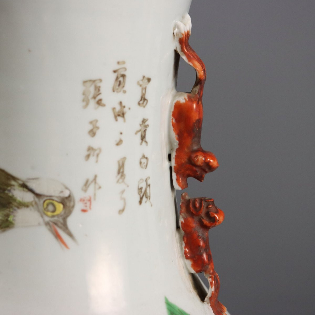 Coppia di Vasi a Balaustro con Supporto in Legno Cina Periodo della Repubblica 1910 ca.-photo-3