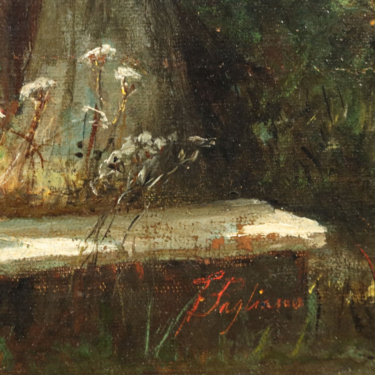 Dipinto di Eleuterio Pagliano Figure in Giardino 1860/1870 ca-photo-1