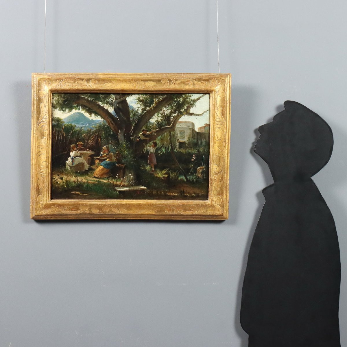 Dipinto di Eleuterio Pagliano Figure in Giardino 1860/1870 ca-photo-2