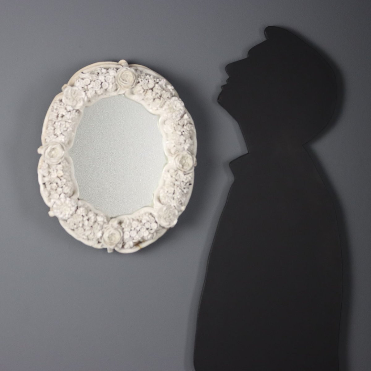 Specchiera Veneziana in Vetro Bianco Murano, XIX Secolo-photo-2