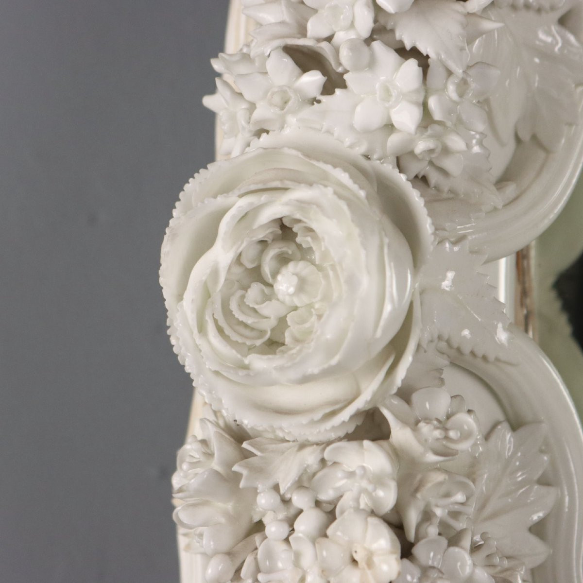 Specchiera Veneziana in Vetro Bianco Murano, XIX Secolo-photo-3