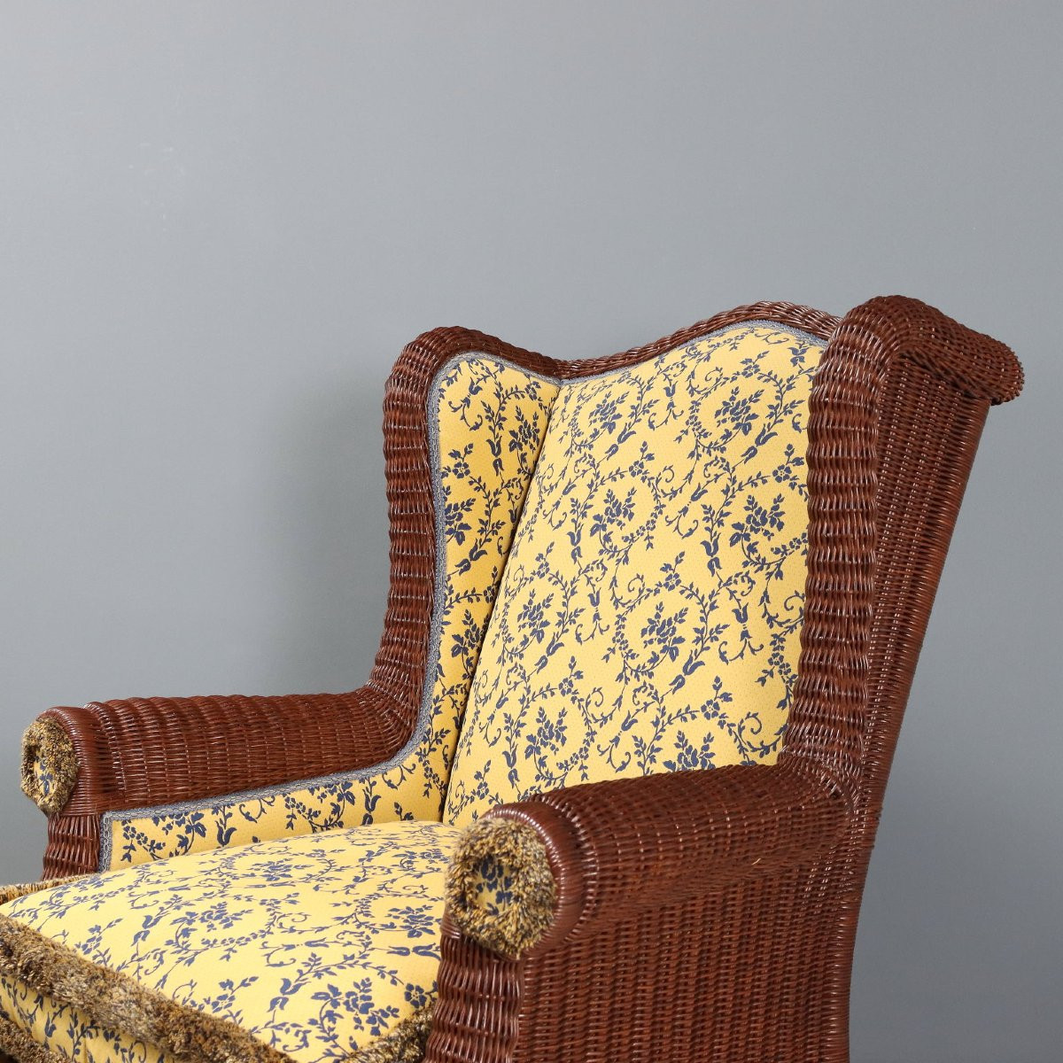 Coppia di Poltrone con Pouf in Rattan Italia XX Secolo-photo-4