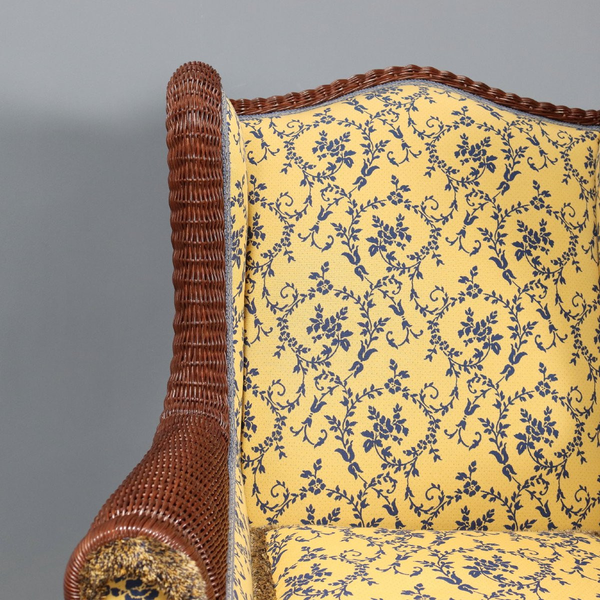 Coppia di Poltrone con Pouf in Rattan Italia XX Secolo-photo-1