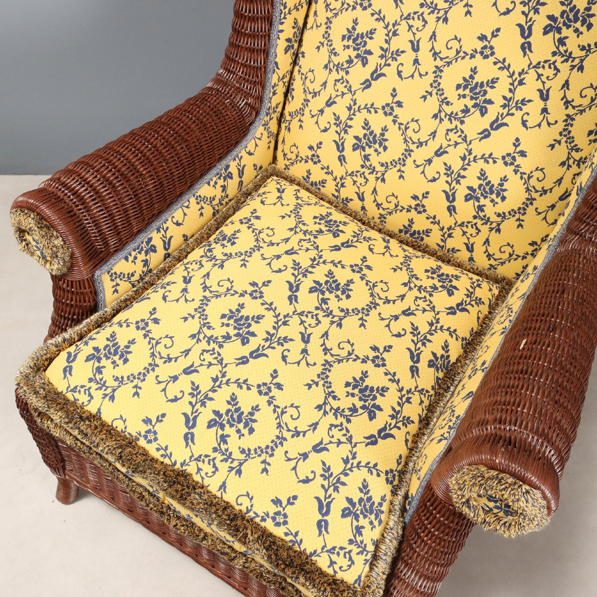 Coppia di Poltrone con Pouf in Rattan Italia XX Secolo-photo-3