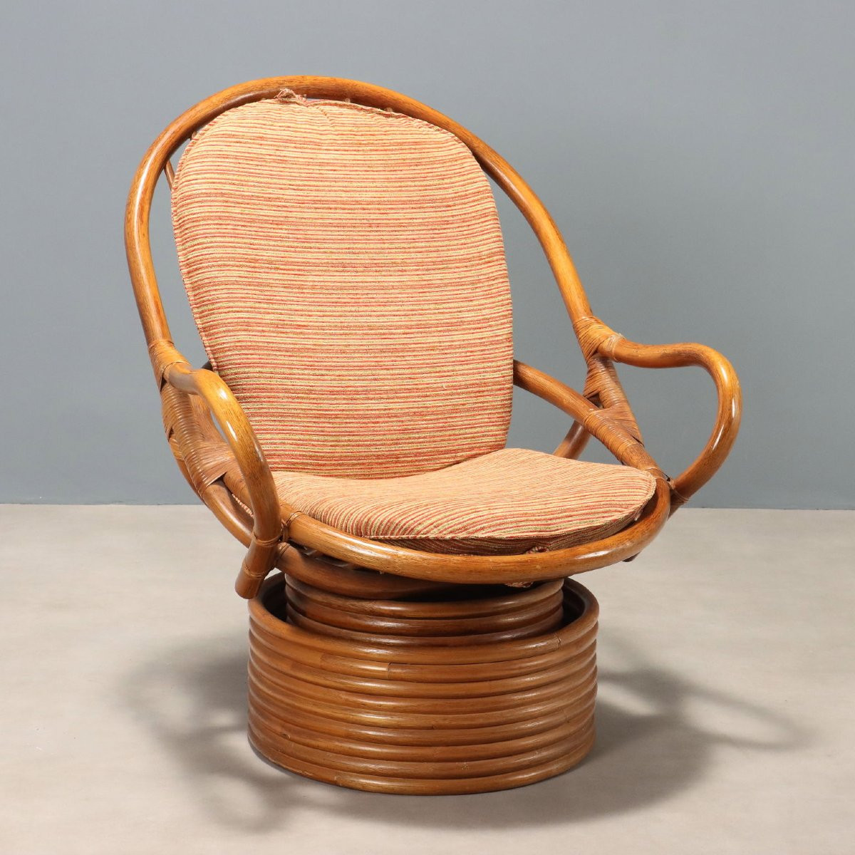Coppia di poltrone Girevoli in Bambù Anni '60-photo-4