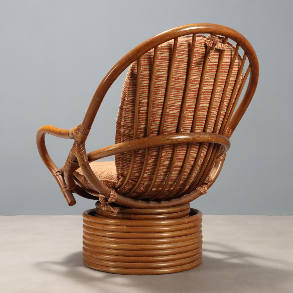 Coppia di poltrone Girevoli in Bambù Anni '60-photo-6