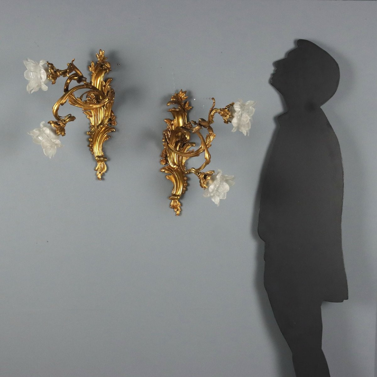 Coppia di Appliques in Bronzo dorato Italia Fine XIX Secolo-photo-2