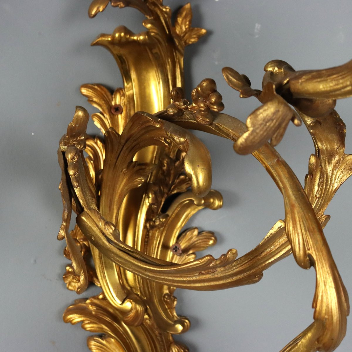 Coppia di Appliques in Bronzo dorato Italia Fine XIX Secolo-photo-3