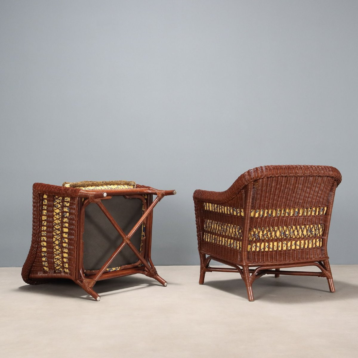 Coppia di Poltrone in Rattan Italia XX Secolo-photo-5