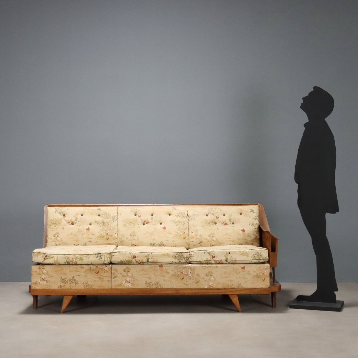 Divano Letto Art Déco in Noce Italia Secondo Quarto XX Secolo-photo-2