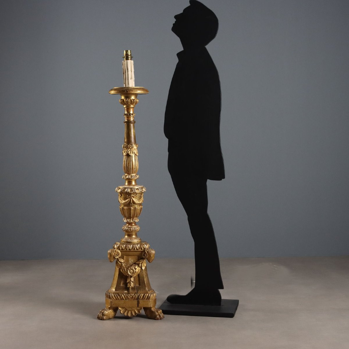 Torciere in Legno Dorato Italia Metà XIX Secolo-photo-2