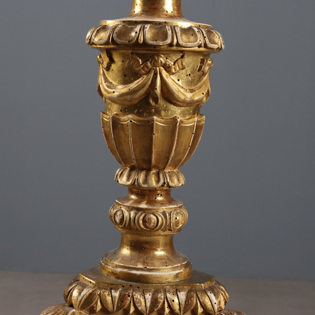 Torciere in Legno Dorato Italia Metà XIX Secolo-photo-1