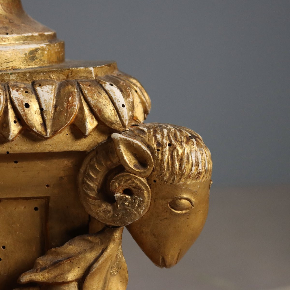 Torciere in Legno Dorato Italia Metà XIX Secolo-photo-4