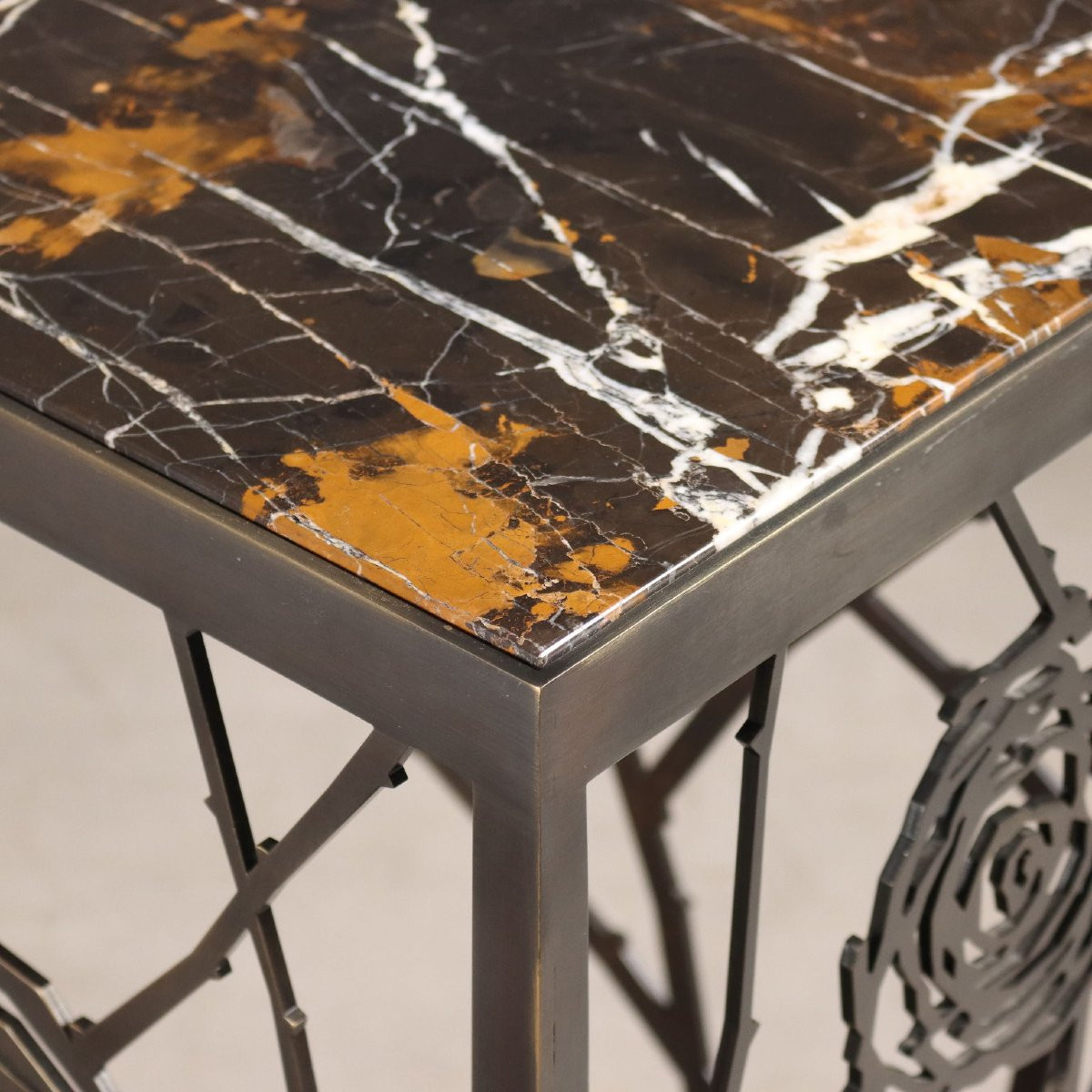 Consolle in Ottone lavorato a Motivo di Roseto fiorito Italia, XX Secolo-photo-4