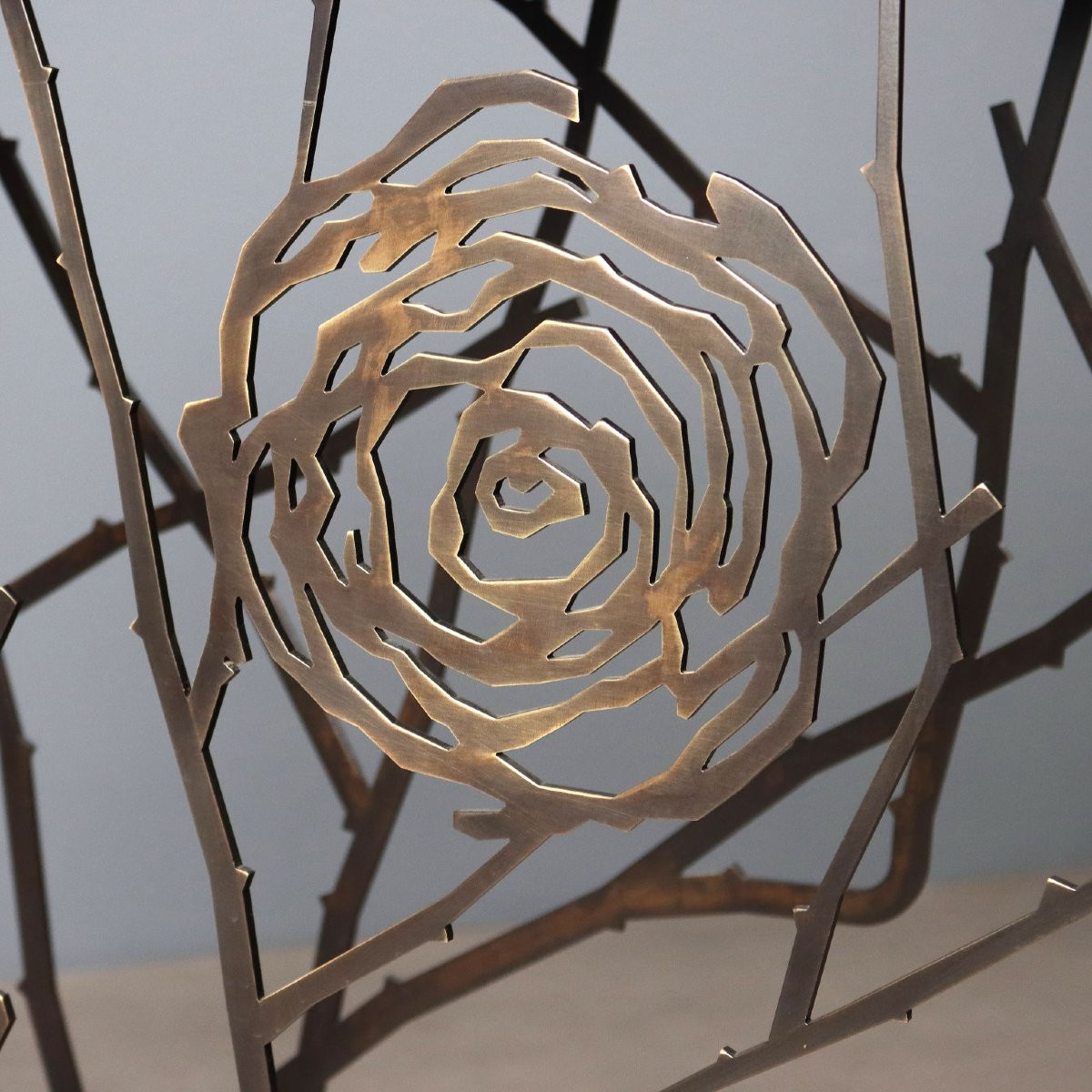 Consolle in Ottone lavorato a Motivo di Roseto fiorito Italia, XX Secolo-photo-3