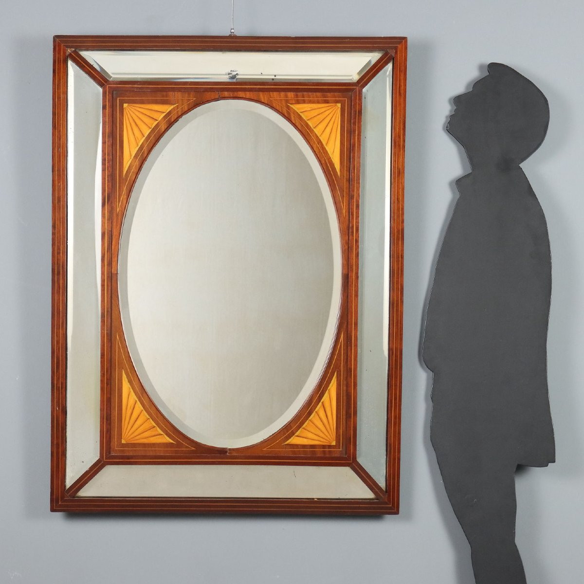 Specchiera in Mogano con Filettature e Intarsi in Acero Inghilterra Fine XIX Secolo-photo-2