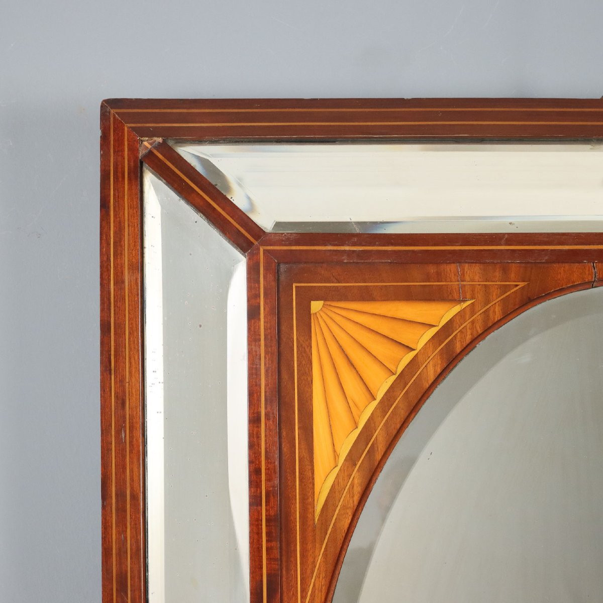 Specchiera in Mogano con Filettature e Intarsi in Acero Inghilterra Fine XIX Secolo-photo-3