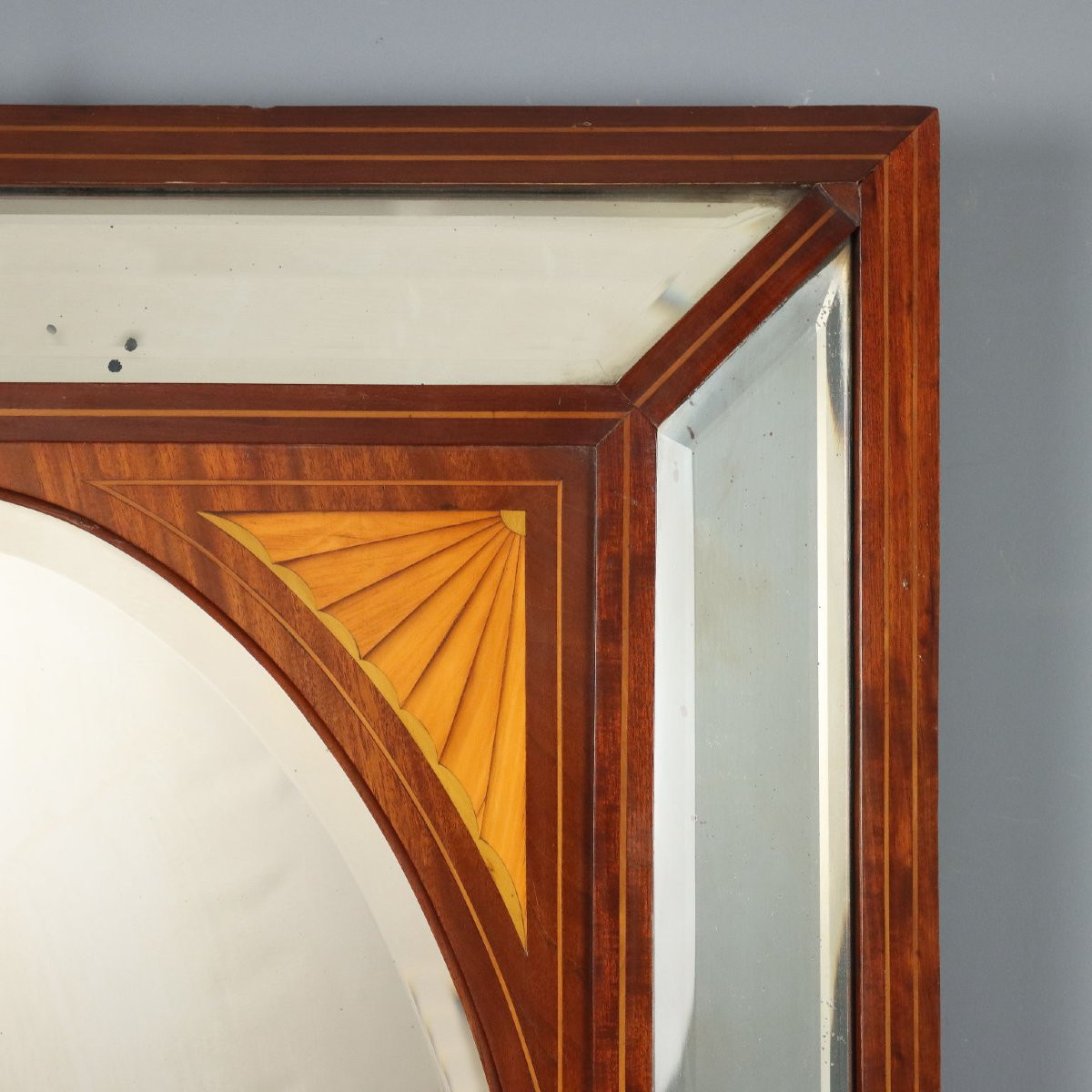 Specchiera in Mogano con Filettature e Intarsi in Acero Inghilterra Fine XIX Secolo-photo-1