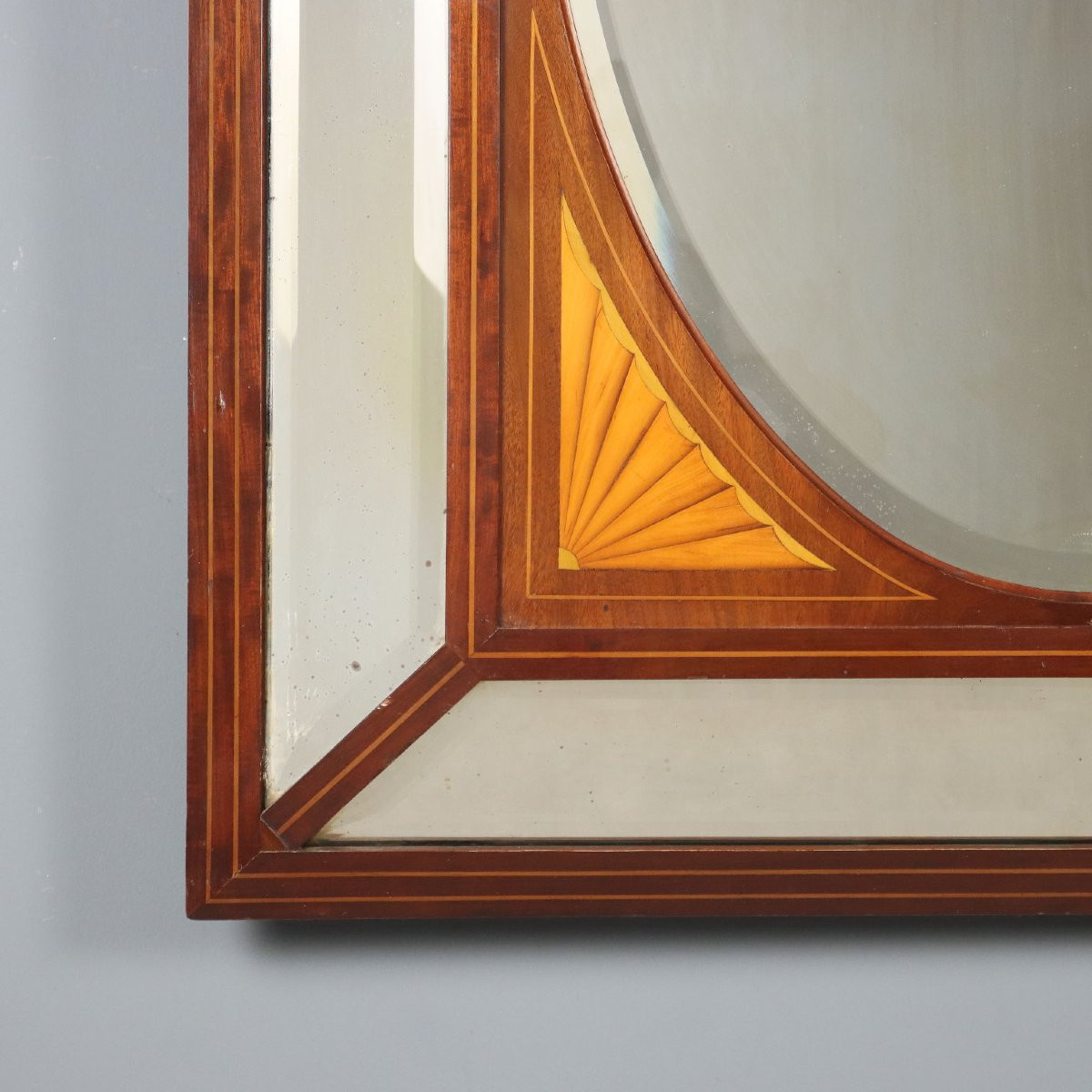 Specchiera in Mogano con Filettature e Intarsi in Acero Inghilterra Fine XIX Secolo-photo-3