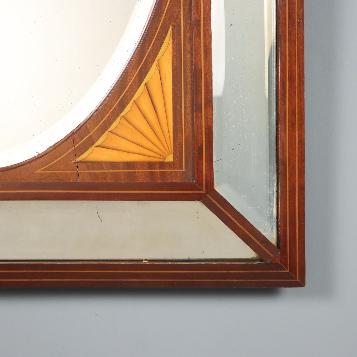 Specchiera in Mogano con Filettature e Intarsi in Acero Inghilterra Fine XIX Secolo-photo-4