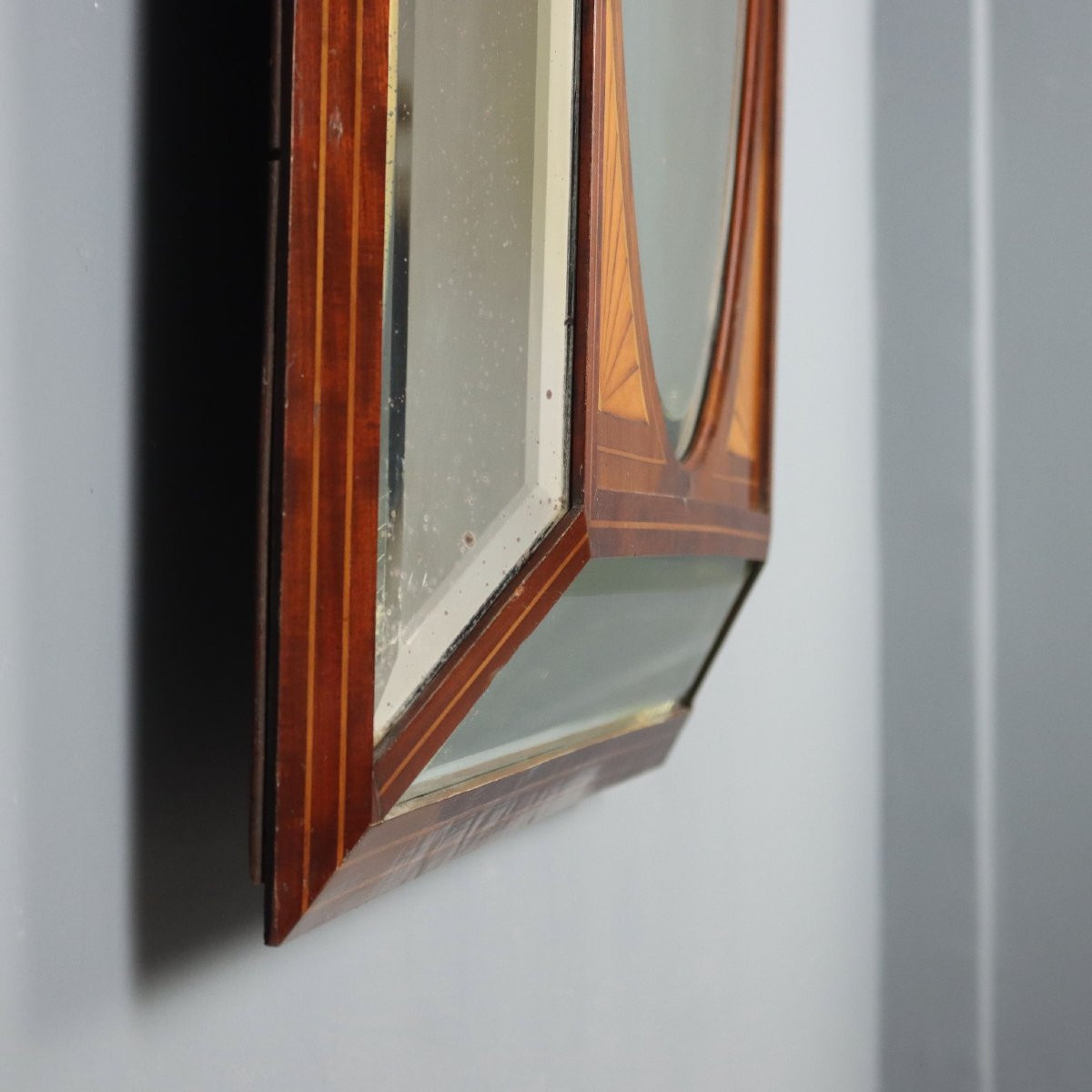 Specchiera in Mogano con Filettature e Intarsi in Acero Inghilterra Fine XIX Secolo-photo-6