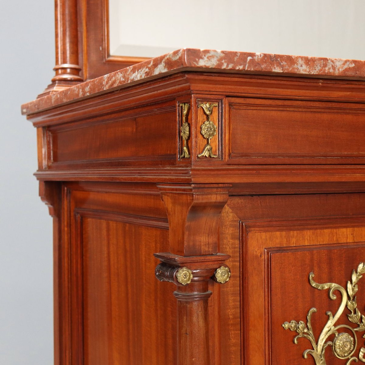Credenza in Mogano con Alzata a Specchio Francia Inizio XX Secolo-photo-4