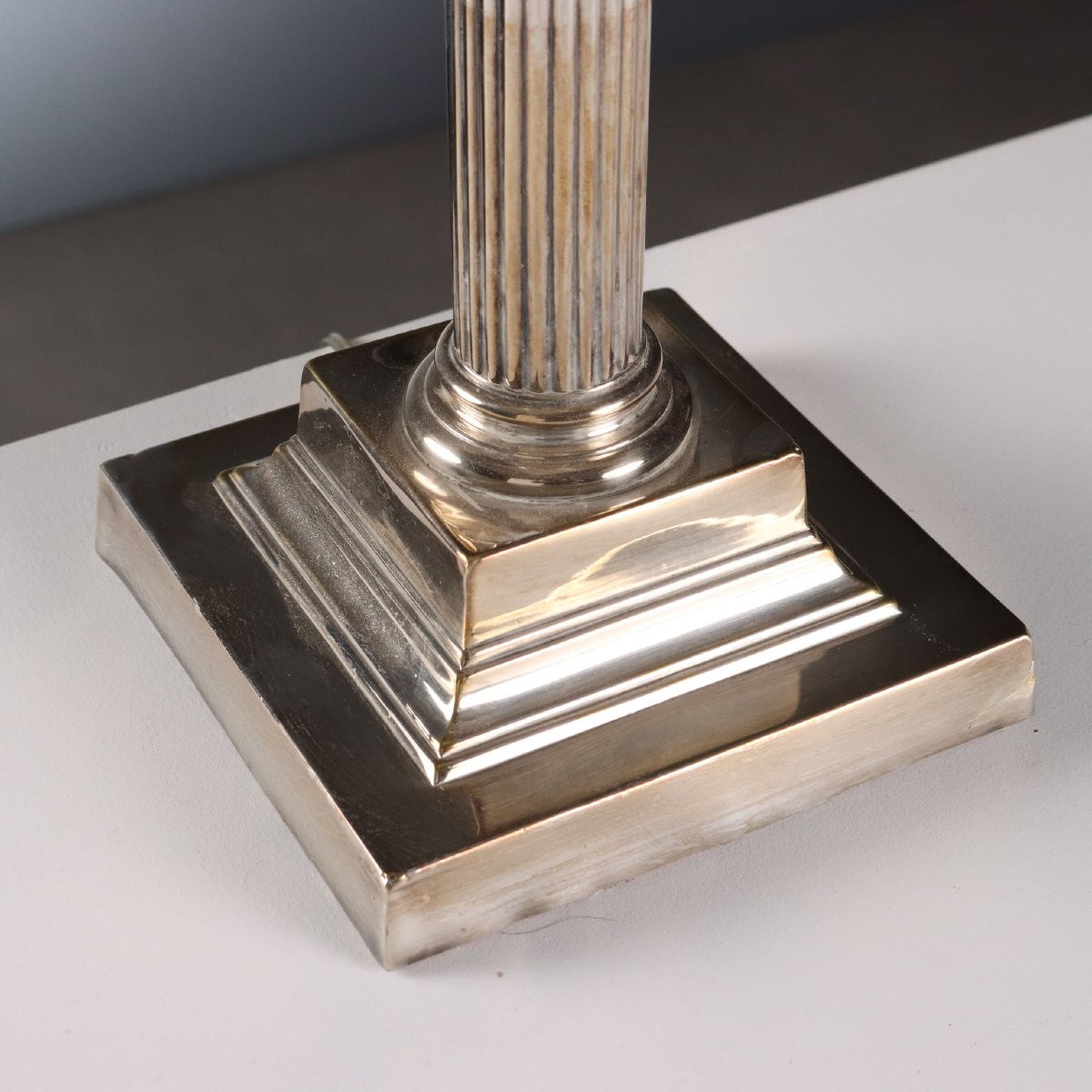 Gruppo di Tre Lampade in Metallo Argentato e Vetro Inghilterra Primi '900-photo-4