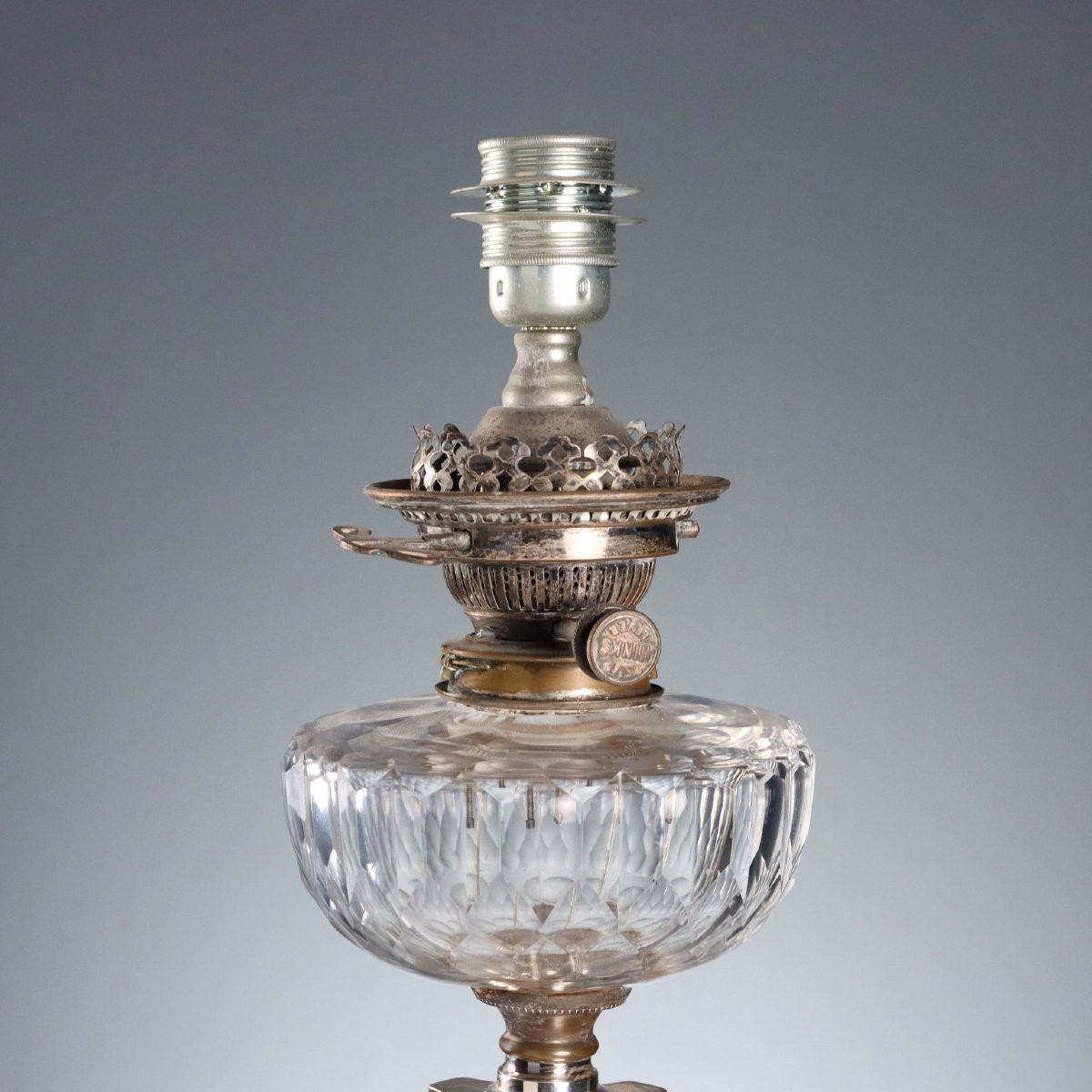 Gruppo di Tre Lampade in Metallo Argentato e Vetro Inghilterra Primi '900-photo-7