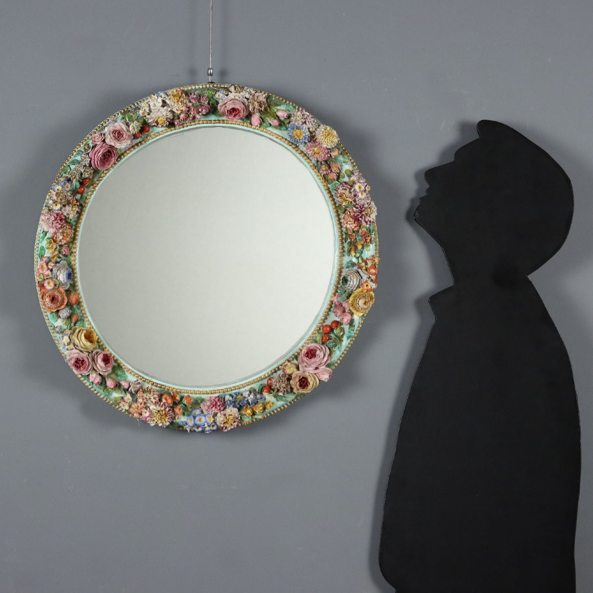 Specchio con Cornice in Ceramica Italia XIX Secolo-photo-2