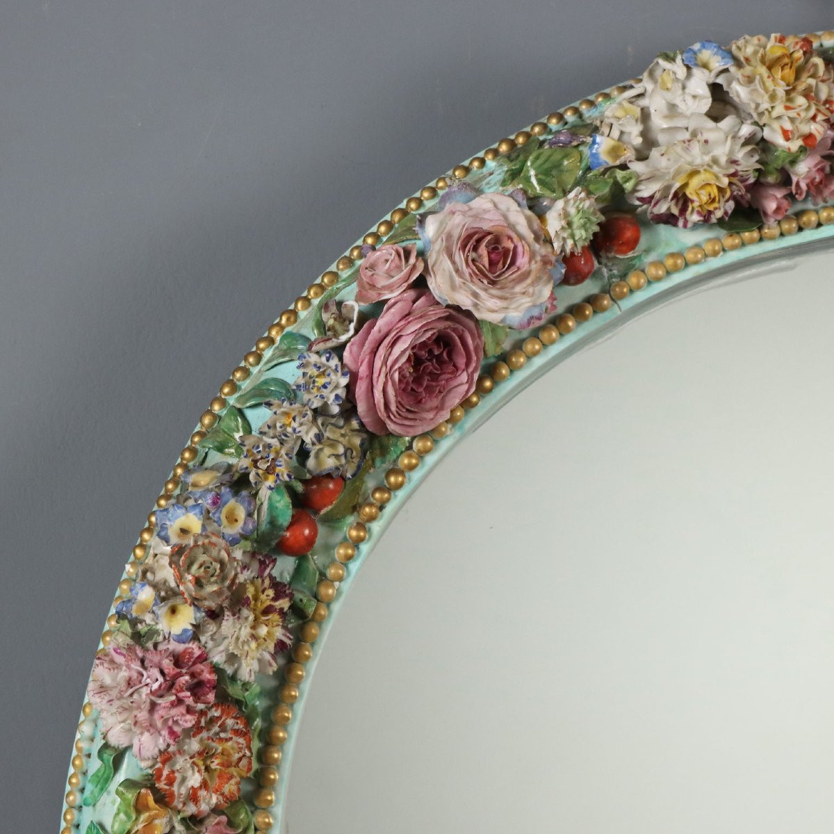 Specchio con Cornice in Ceramica Italia XIX Secolo-photo-3